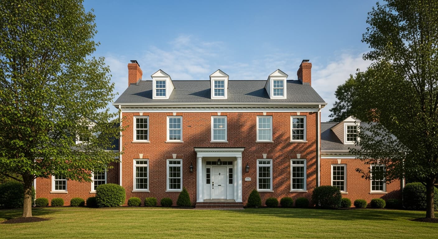 A DC-area single-family home with every window replaced, used to illustrate how the cost to replace all windows in a house scales with window count, tier, and install type.