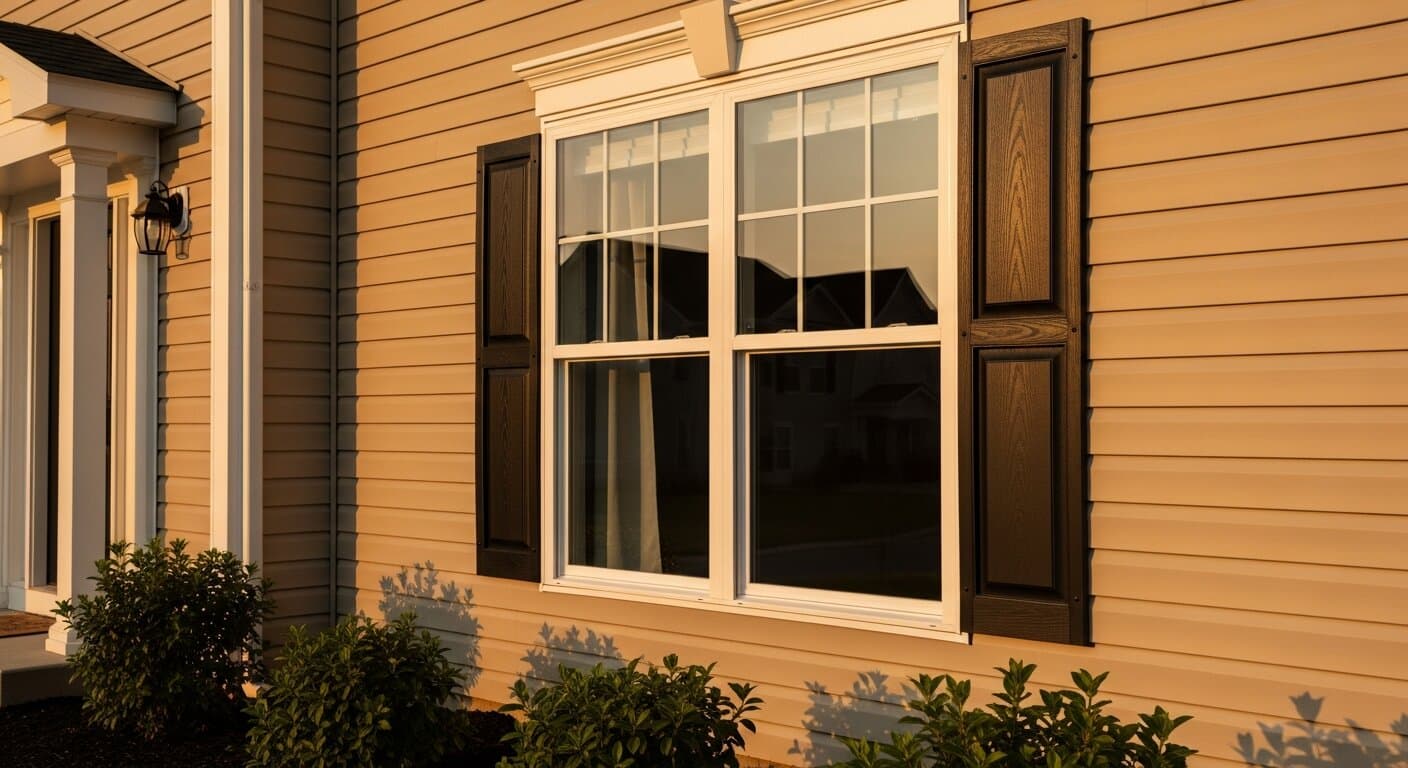 A Ply Gem vinyl double-hung window in a Mid-Atlantic home, used to illustrate a Ply Gem windows review across the brand's value-tier vinyl and clad lines.