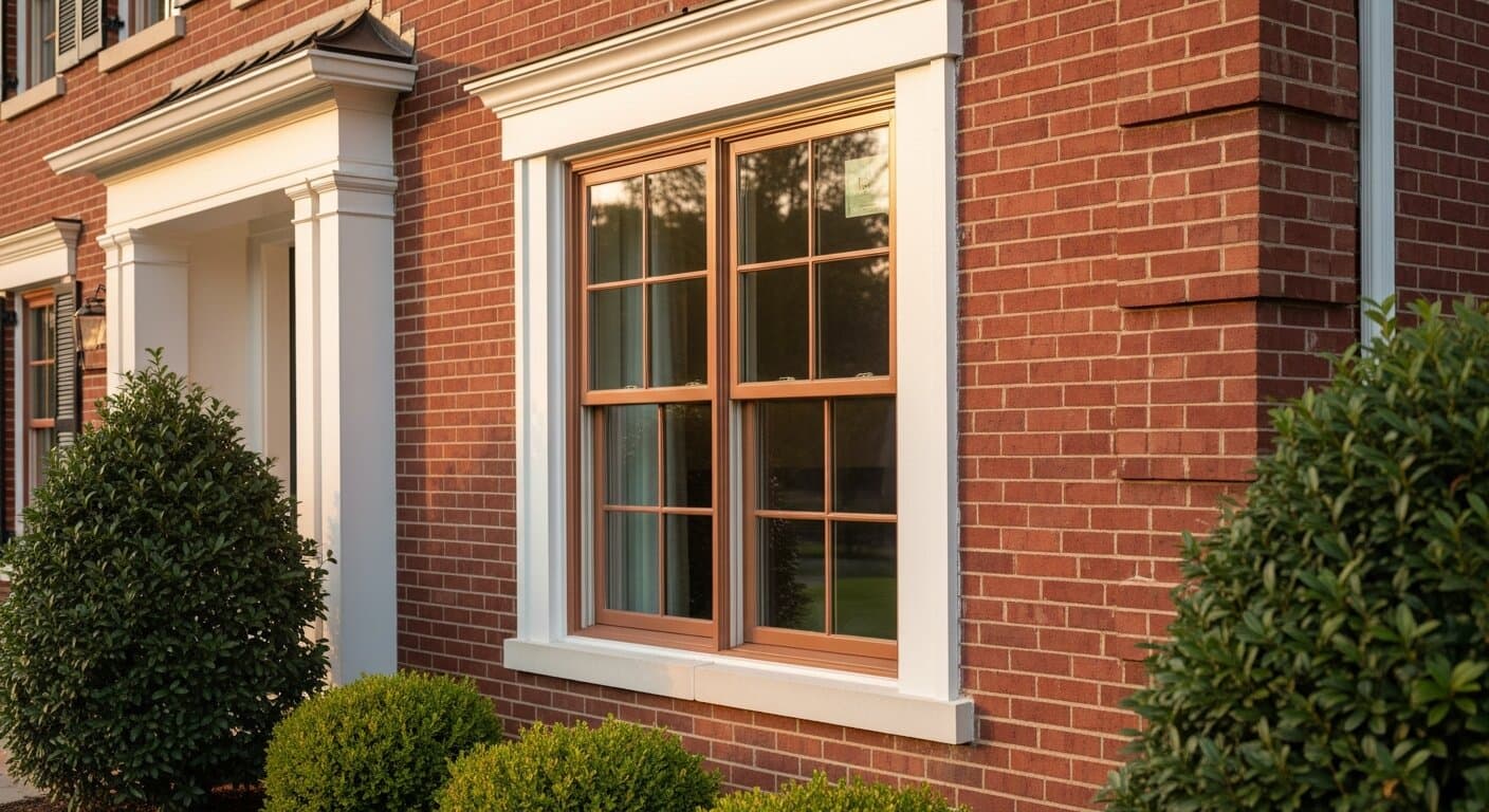 A Renewal by Andersen Fibrex double-hung window in a DC-area colonial, used to illustrate this insider review of the brand.