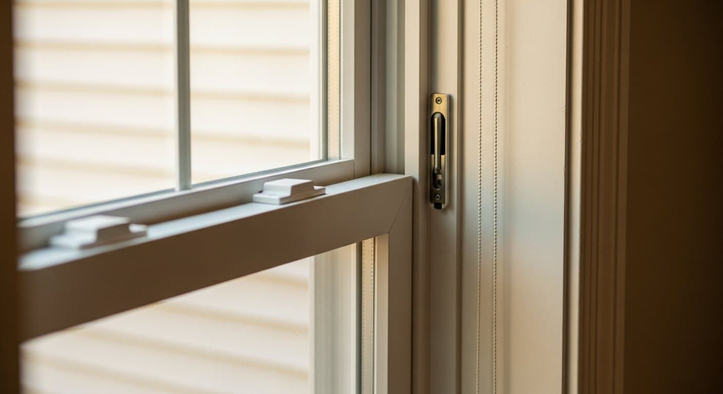 A double-hung window that won't stay open, propped against a side jamb in a DC, Maryland, or Virginia home, with the lower sash dropped.