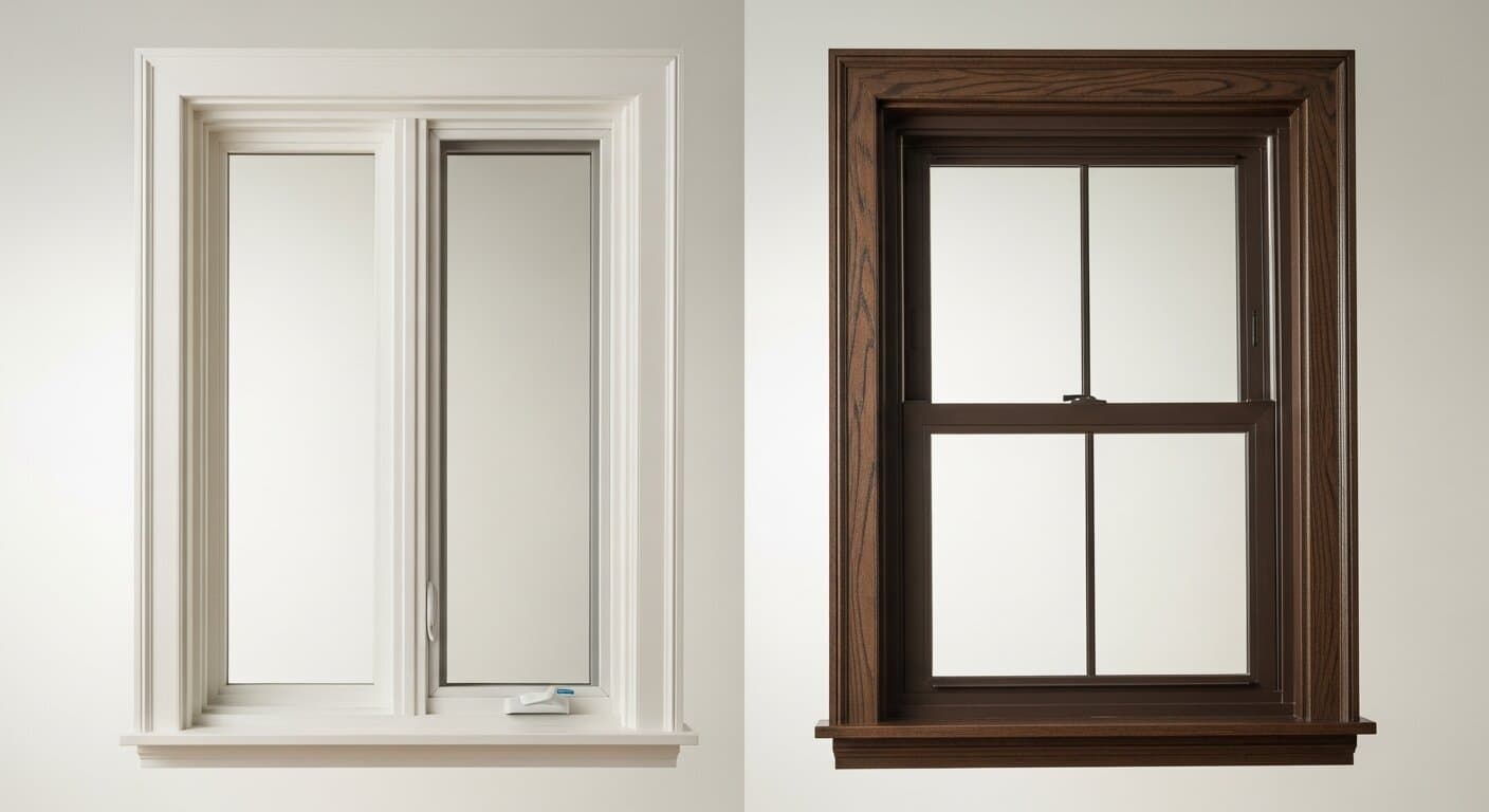 Two premium replacement windows side by side, used to compare Andersen vs Pella across material, warranty, and price for DC, Maryland, and Virginia homeowners.