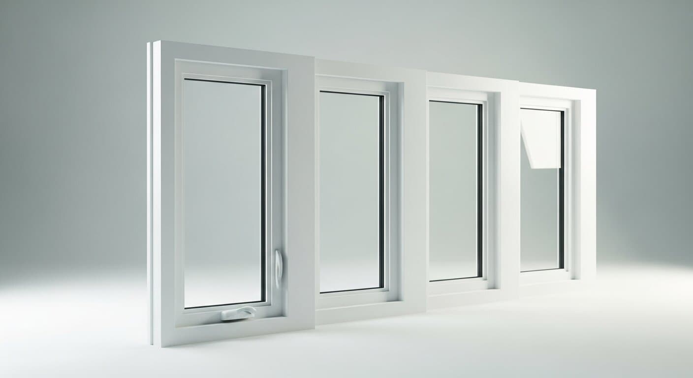 Four budget vinyl replacement windows lined up to compare the best budget window brands for a DC, Maryland, and Virginia home.