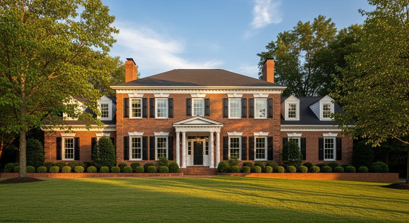 A DC-area home with a mix of double-hung and picture windows, illustrating replacement window types and materials.