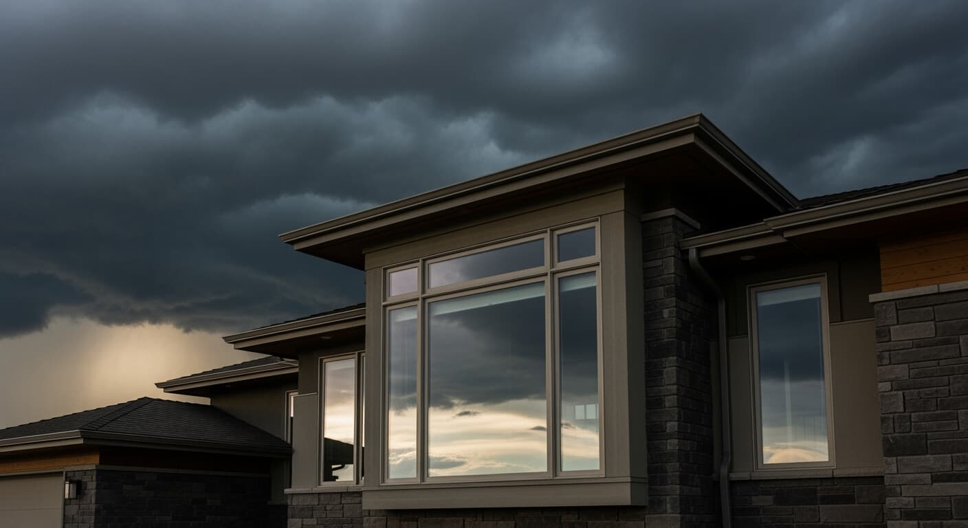 A DC-area home fitted with impact-rated laminated-glass windows, illustrating how impact rated window cost compares to standard double-pane replacement.